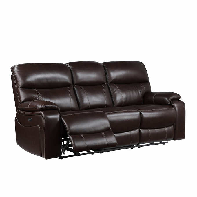 Fallon Leather Power Reclining Sofa With Power Headrests 