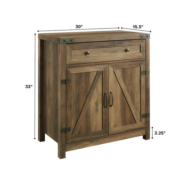 Barn Door Accent Cabinet - Stone Grey