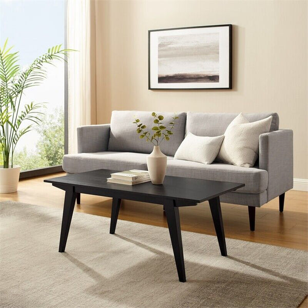 Kochi Minimalist Solid Wood Rectangle Coffee Table - Black