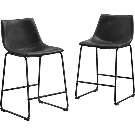 Walker Edison Faux Leather Counter Stools - Set of 2 - Black