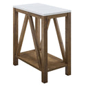 A-Frame Narrow Side Table - White/Natural Walnut