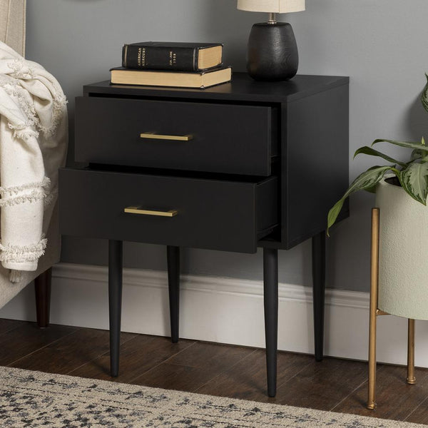 Olivia Two-Drawer Nightstand / Side Table - Black