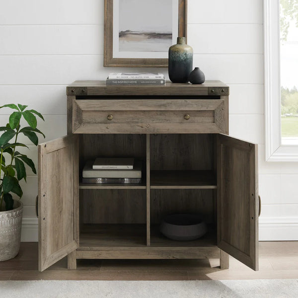 Barn Door Accent Cabinet - Stone Grey