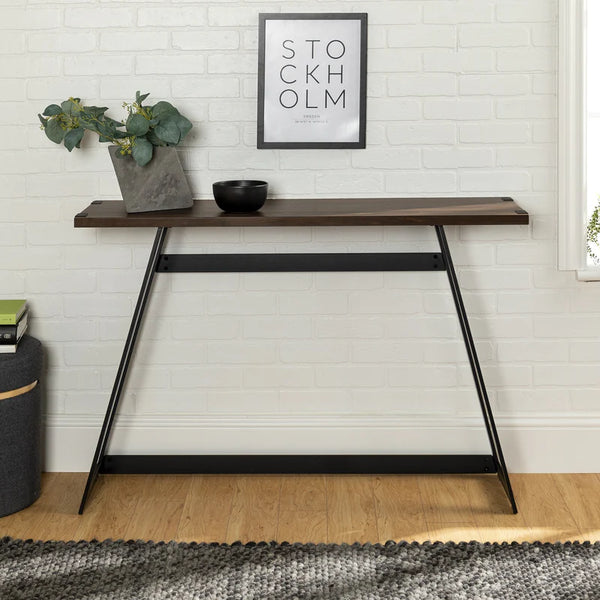 Metal Wrap Entry Table - Dark Walnut