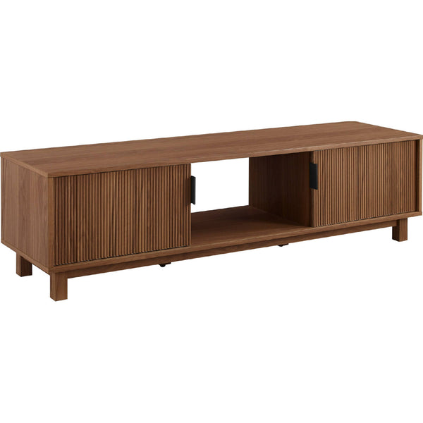 Arundo Mid-Century Modern Scandinavian 2-Door Reeded TV Stand - Mocha