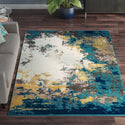 17 Stories Abstract Rug, Blue - Yellow - Beige 5'3