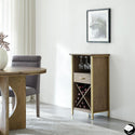 Leah Mini Bar Cabinet for Stemware and Bottle Storage, Dune and Gold