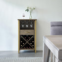 Leah Mini Bar Cabinet for Stemware and Bottle Storage, Dune and Gold