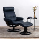 Oslo Leather Recliner & Ottoman - Blue