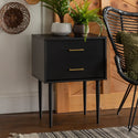 Olivia Two-Drawer Nightstand / Side Table - Black