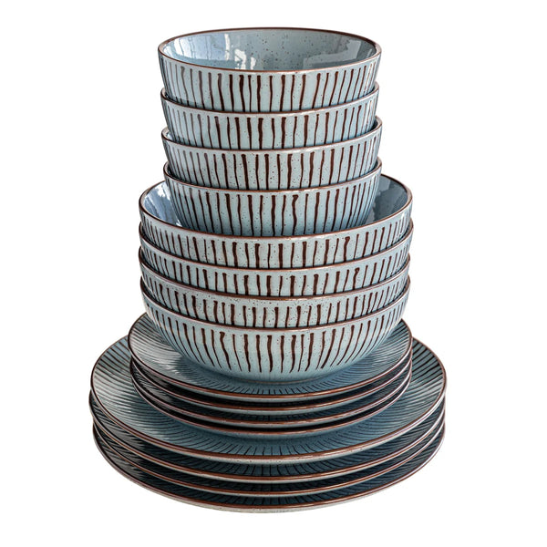 Overandback  16-piece Dinnerware Back to Origin  Set for 4 - Blue