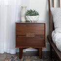 Sloane 2 Drawer Groove Handle Wood Nightstand - Walnut