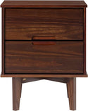 Sloane 2 Drawer Groove Handle Wood Nightstand - Walnut