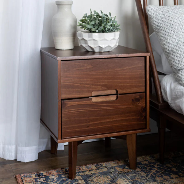 Sloane 2 Drawer Groove Handle Wood Nightstand - Walnut