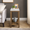 A-Frame Narrow Side Table - White/Natural Walnut