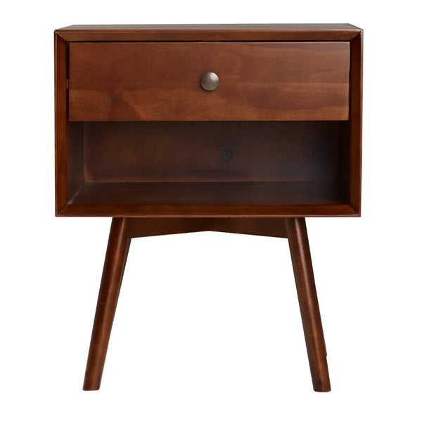 Mid-Century Solid Wood Nightstand - Walnut