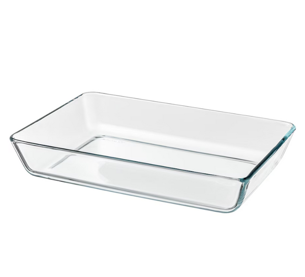 MIXTUR Baking- Serving Dish, Clear Glass, 14x10 