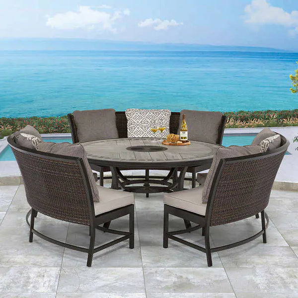 Agio Conway 4-piece Woven Bench Dining Set