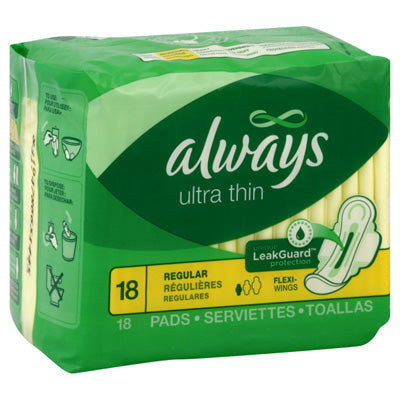 Always Ultra Thin Regular Pads with Wings - 18 Ct