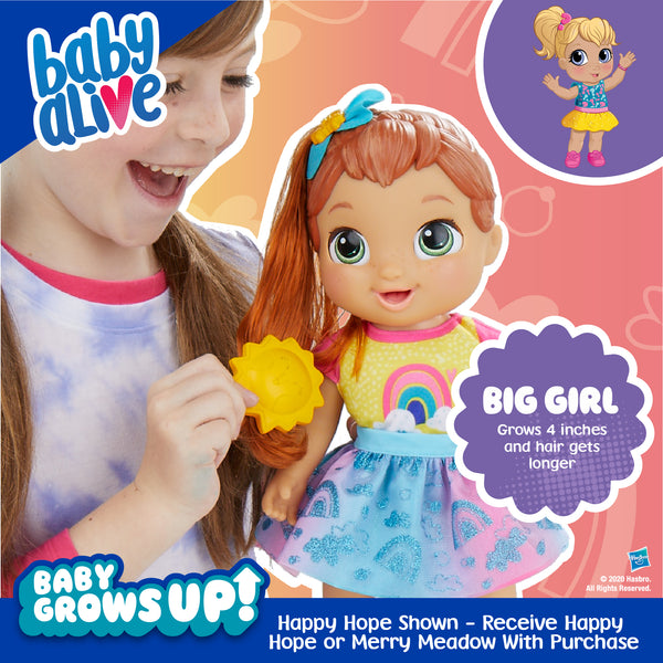 Baby Alive Baby Grows Up 1 Growing Doll Toy, 14 Party Surprises