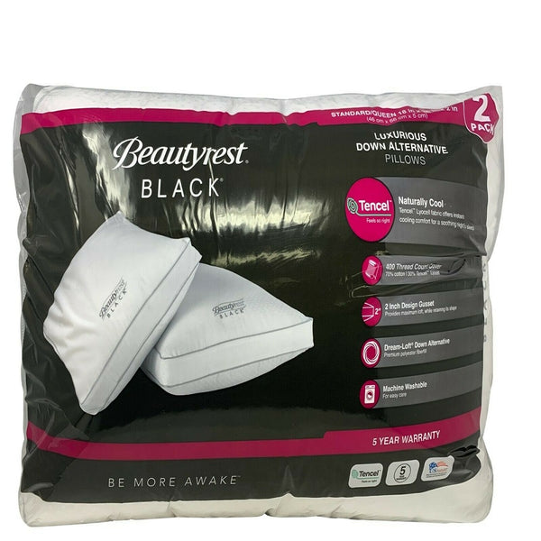 Beautyrest Black Pillows, 2-Pack Standard Queen