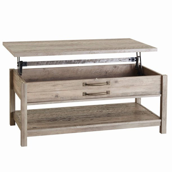 Modern Farmhouse Rectangle Lift-Top Coffee Table, Rustic Gray