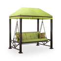 Better Homes & Gardens Sullivan Pointe Gazebo Porch Swing Bed, Seats 3, Green