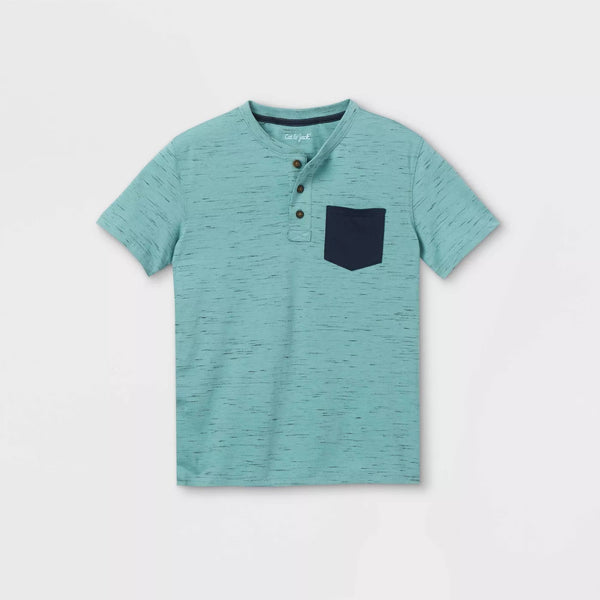 Boys' Short Sleeve Henley Shirt Aqua XS (4 - 5) - Cat & Jack