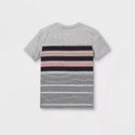 Boys' Short Sleeve Striped Henley Shirt  Gray XS (4 - 5) - Cat & Jack