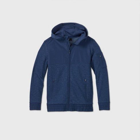 Boys' Premium Fleece Full Zip Hoodie Sweatshirt (8 - 10) Navy - All in Motion