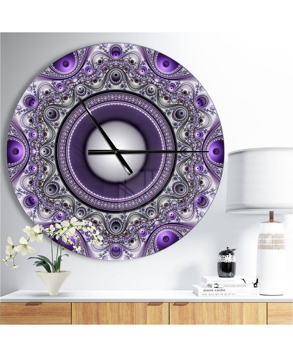 Designart 'Purple Fractal Pattern with Circles ' Modern Wall Clock