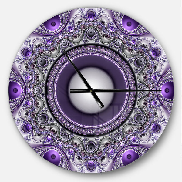 Designart 'Purple Fractal Pattern with Circles ' Modern Wall Clock