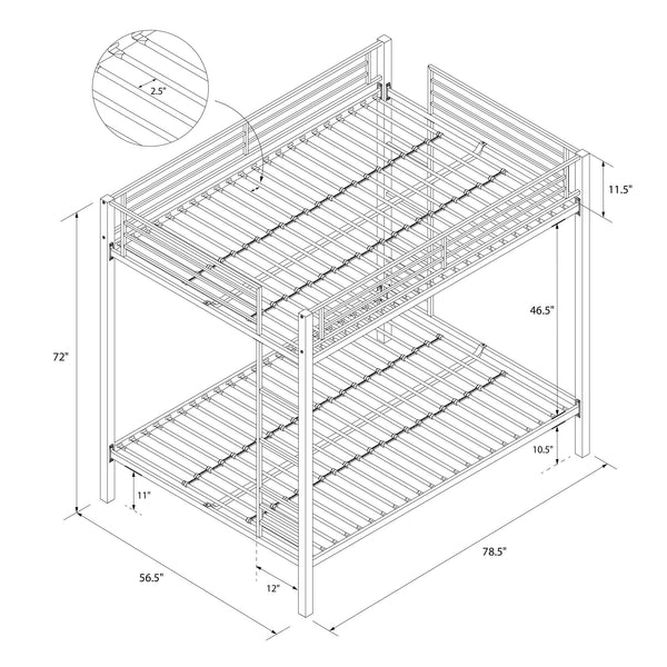 Dhp Full Over Full Metal Bunk Bed With Ladder  For Kids