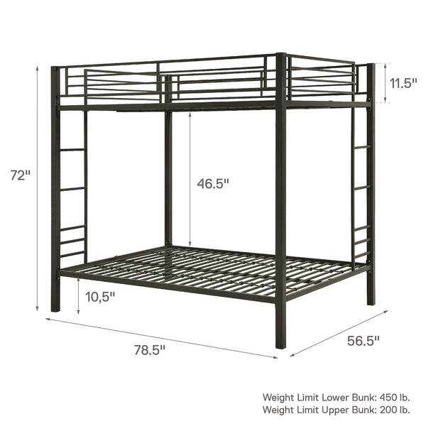 Dhp Full Over Full Metal Bunk Bed With Ladder  For Kids