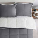 Easton Sherpa Fleece 3-piece Comforter Set - Gray - Queen