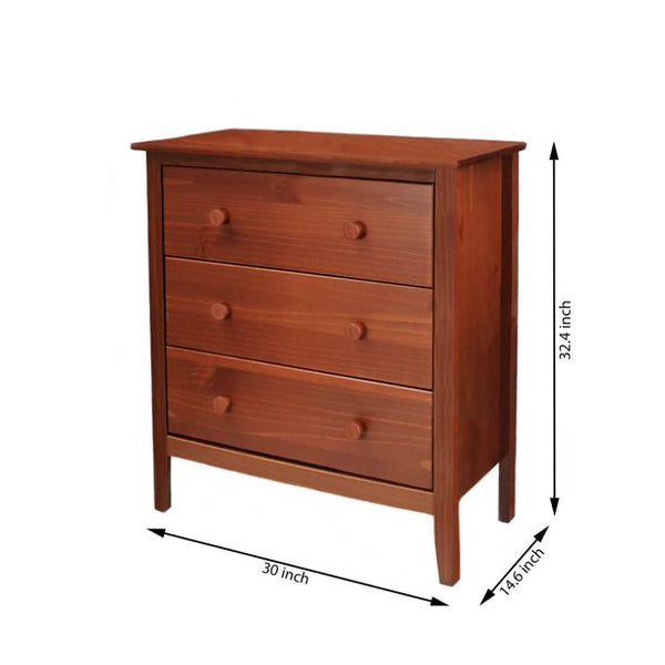 Easy Pieces Solid Pine Three Drawer Chest - Pecan