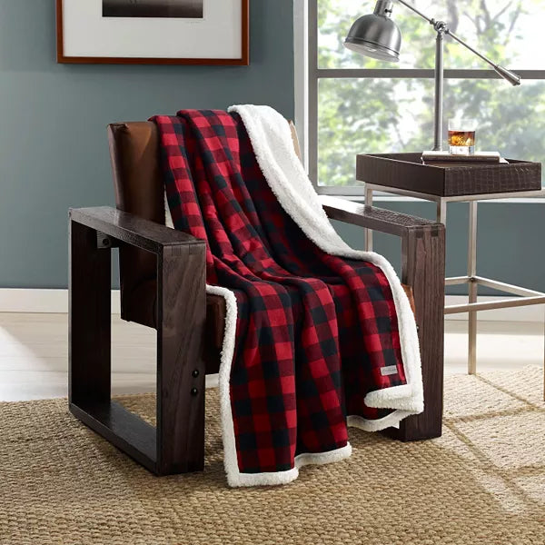 Eddie Bauer Cabin Plaid Sherpa Throw