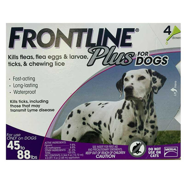 FRONTLINE Plus for Dogs Flea and Tick Treatment (Large Dog, 45-88 lbs.) 4 Doses