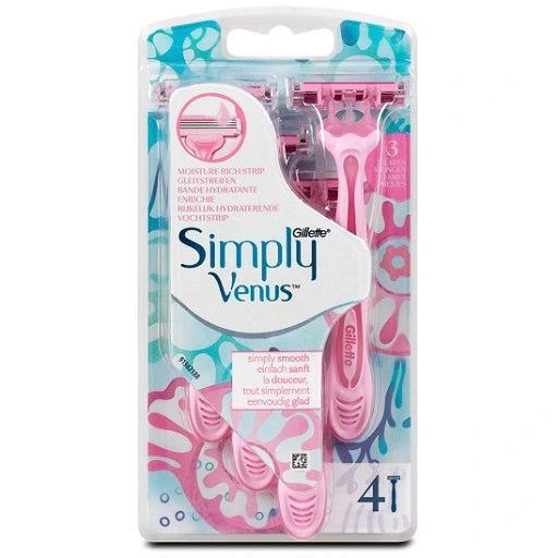 Gillette Simply Venus 3 Blade Disposable Razors, 4 Count