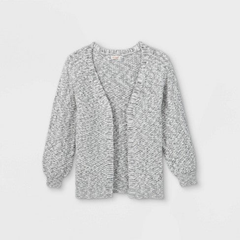 Girls' Long Open Cardigan - Cat & Jack™ Grey (7/8/10/12/14/16)