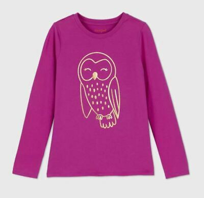 Girls' Long Sleeve Owl Graphic T-Shirt - Fuchsia (10/12)