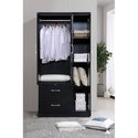 3 Door Bedroom Armoire with Drawers, Black Finish