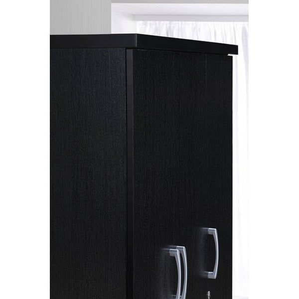 3 Door Bedroom Armoire with Drawers, Black Finish