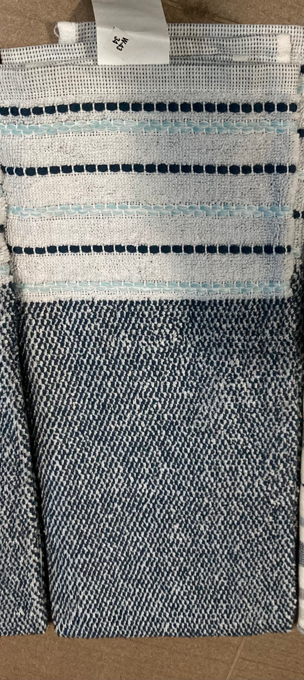 For Apartments - Kitchen Towel - Grey Solid + Blue Striped