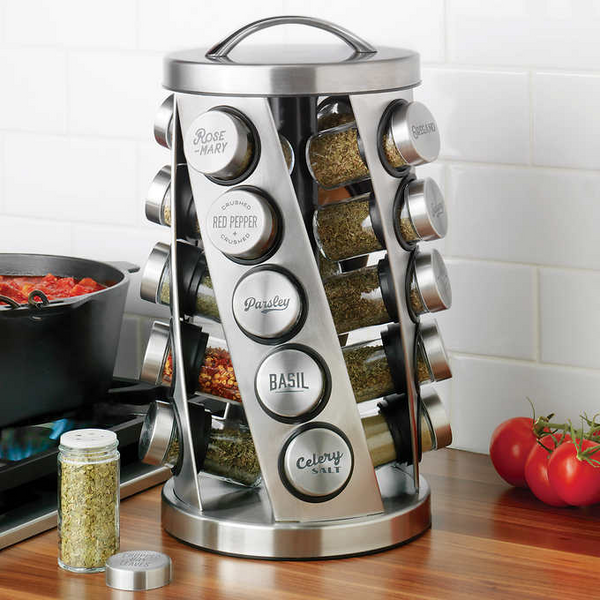 Kamenstein 20 Jar Revolving Stainless Steel Spice Rack Spices Included