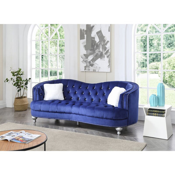 Karli 90 Inch Velvet Recessed Arm Curved Sofa