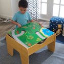 KidKraft Reversible Wooden Activity Table with Board and Train Set, Natural