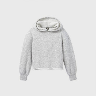 Kids' Fleece Raw Edge Hoodie - Grey (18)