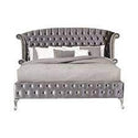 King Gray Munos Tufted Upholstered Platform Bed Gray