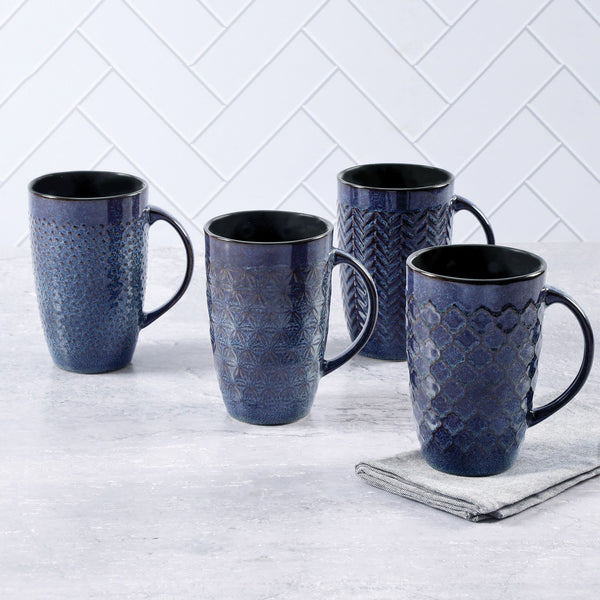 Laurie Gates Embossed 22oz Mug set, 4-piece